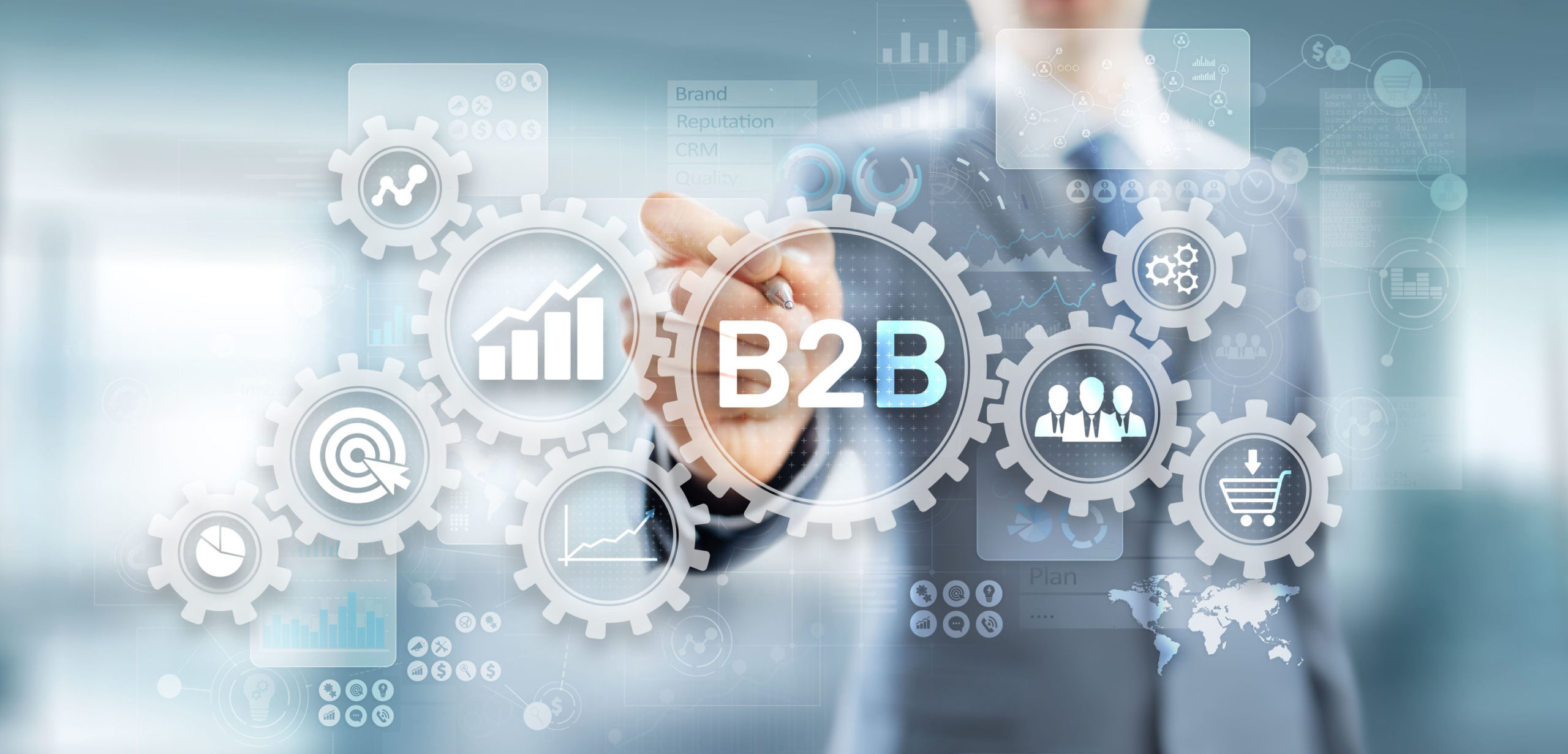 B2B Business to Business marketing strategy concept on virtual screen. #trustedadvisor, #trustedpartner